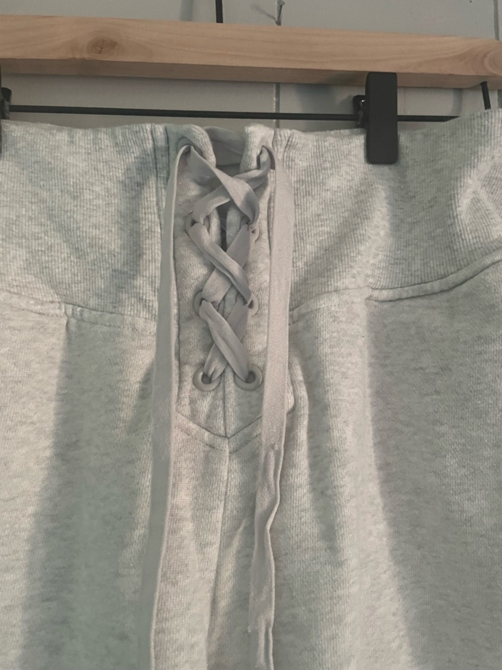 Victoria's Secret light gray plush Sweat pants  with ties in front large/long